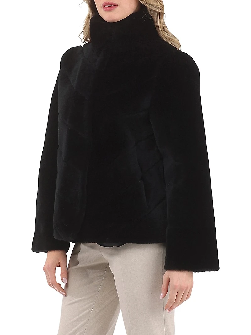 Reversible Merino Shearling Lamb Chevron Jacket