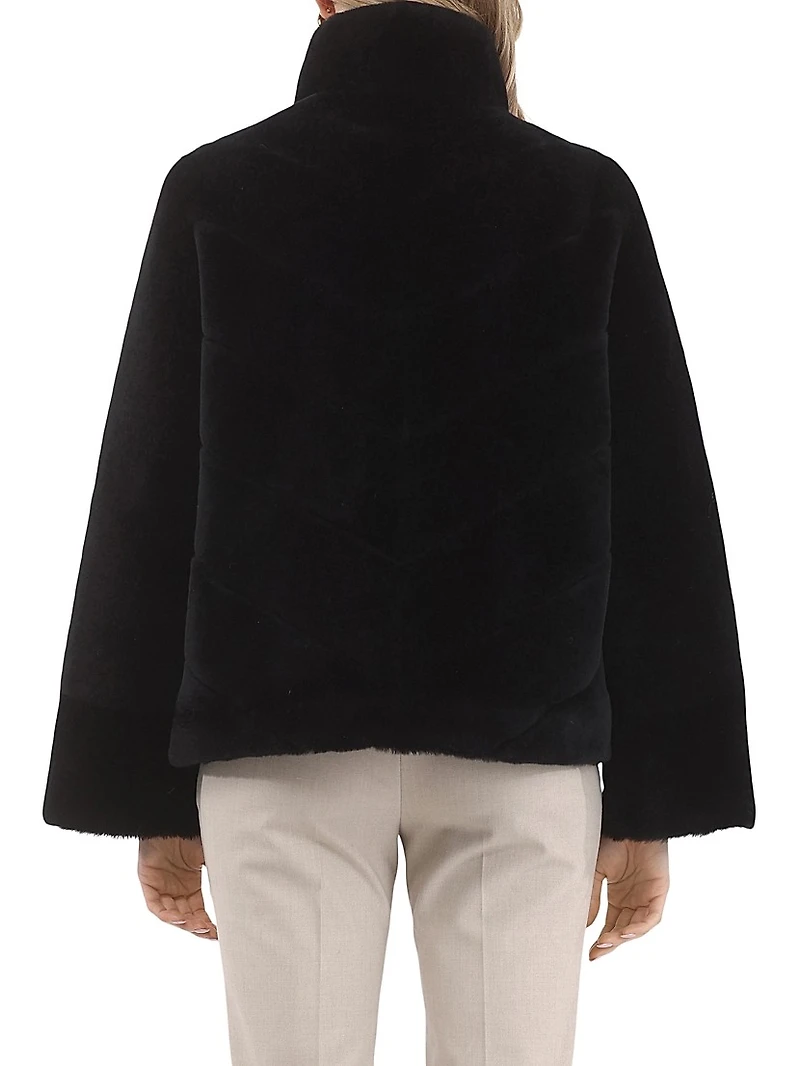 Reversible Merino Shearling Lamb Chevron Jacket
