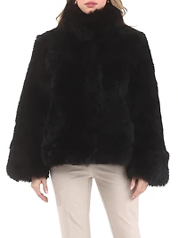 Reversible Merinillo Shearling Lamb Chevron Jacket with Horizontal Bottom