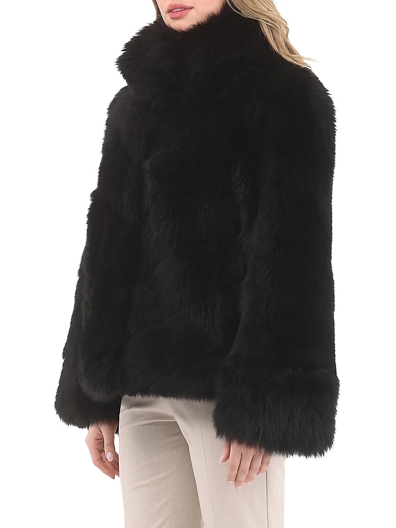 Reversible Merinillo Shearling Lamb Chevron Jacket with Horizontal Bottom