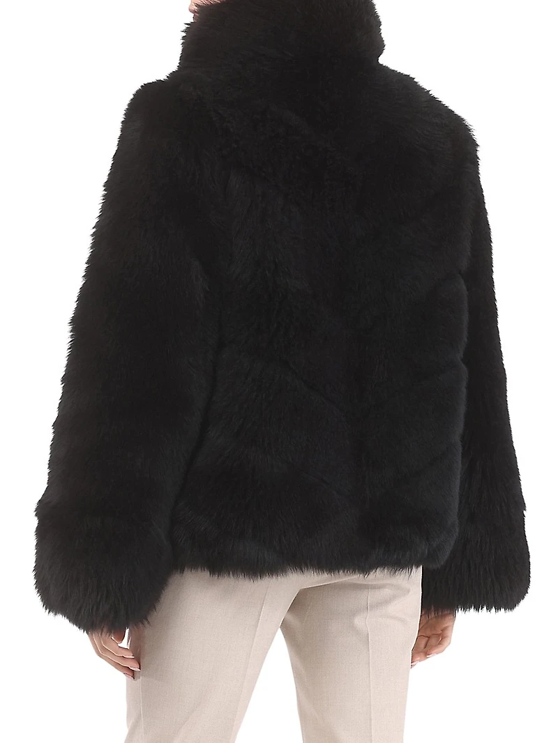 Reversible Merinillo Shearling Lamb Chevron Jacket with Horizontal Bottom