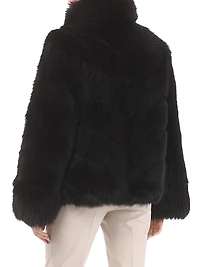 Reversible Merinillo Shearling Lamb Chevron Jacket with Horizontal Bottom