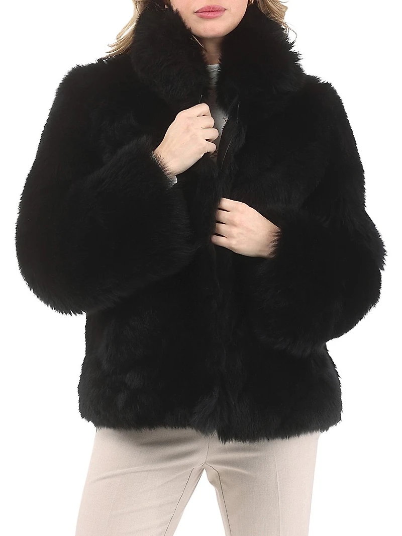 Reversible Merinillo Shearling Lamb Chevron Jacket with Horizontal Bottom
