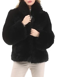 Reversible Merinillo Shearling Lamb Chevron Jacket with Horizontal Bottom