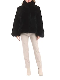 Reversible Merinillo Shearling Lamb Chevron Jacket with Horizontal Bottom