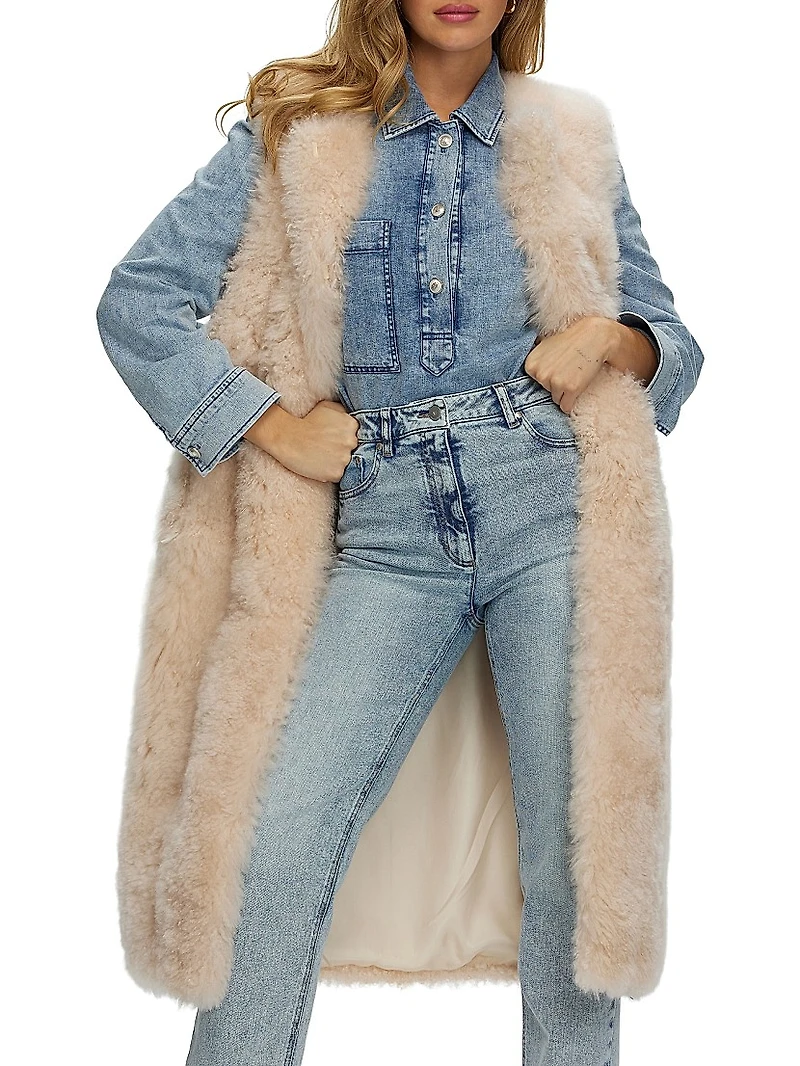 Select Cashmere Goat Collarless Long Vest
