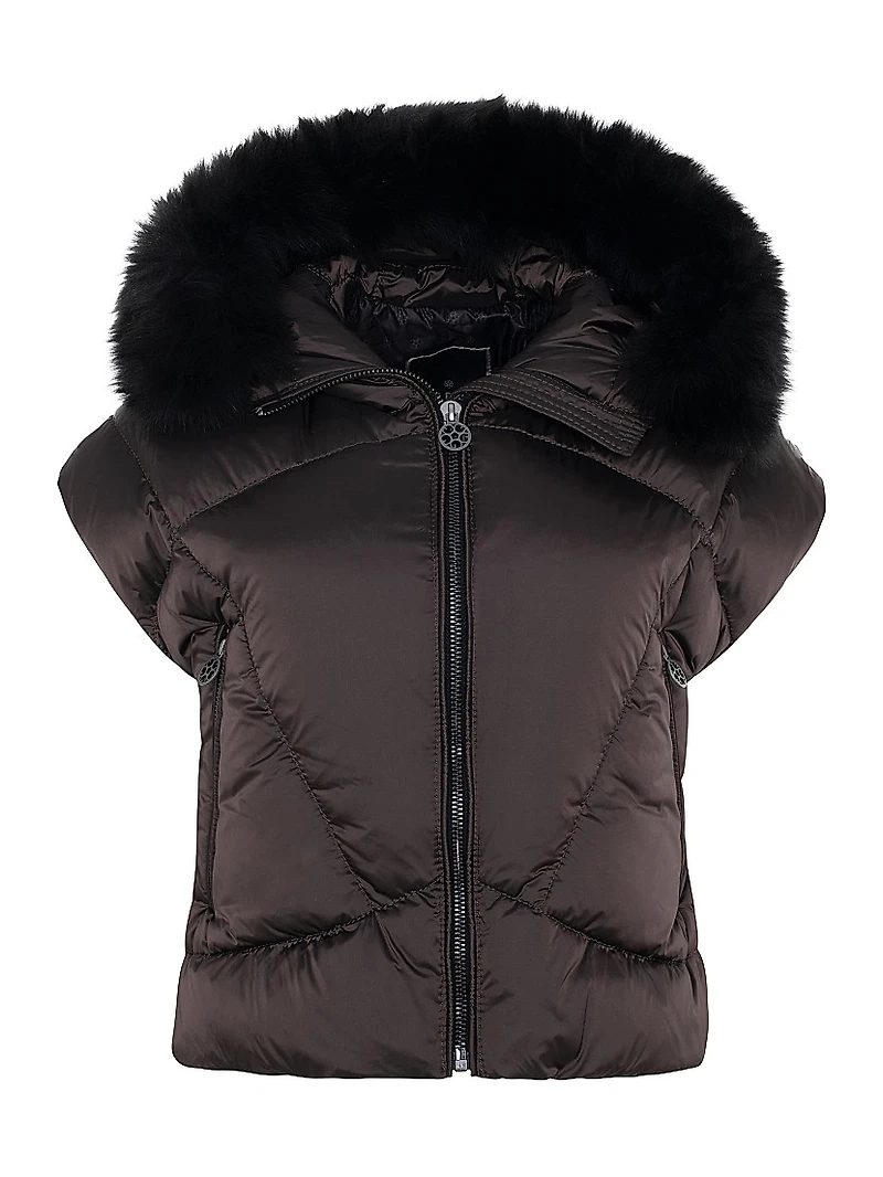 Apres-Ski Vest with Detachable Toscana Shearling Lamb Hood Trim