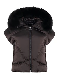 Apres-Ski Vest with Detachable Toscana Shearling Lamb Hood Trim
