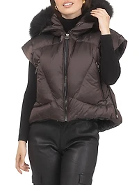 Apres-Ski Vest with Detachable Toscana Shearling Lamb Hood Trim