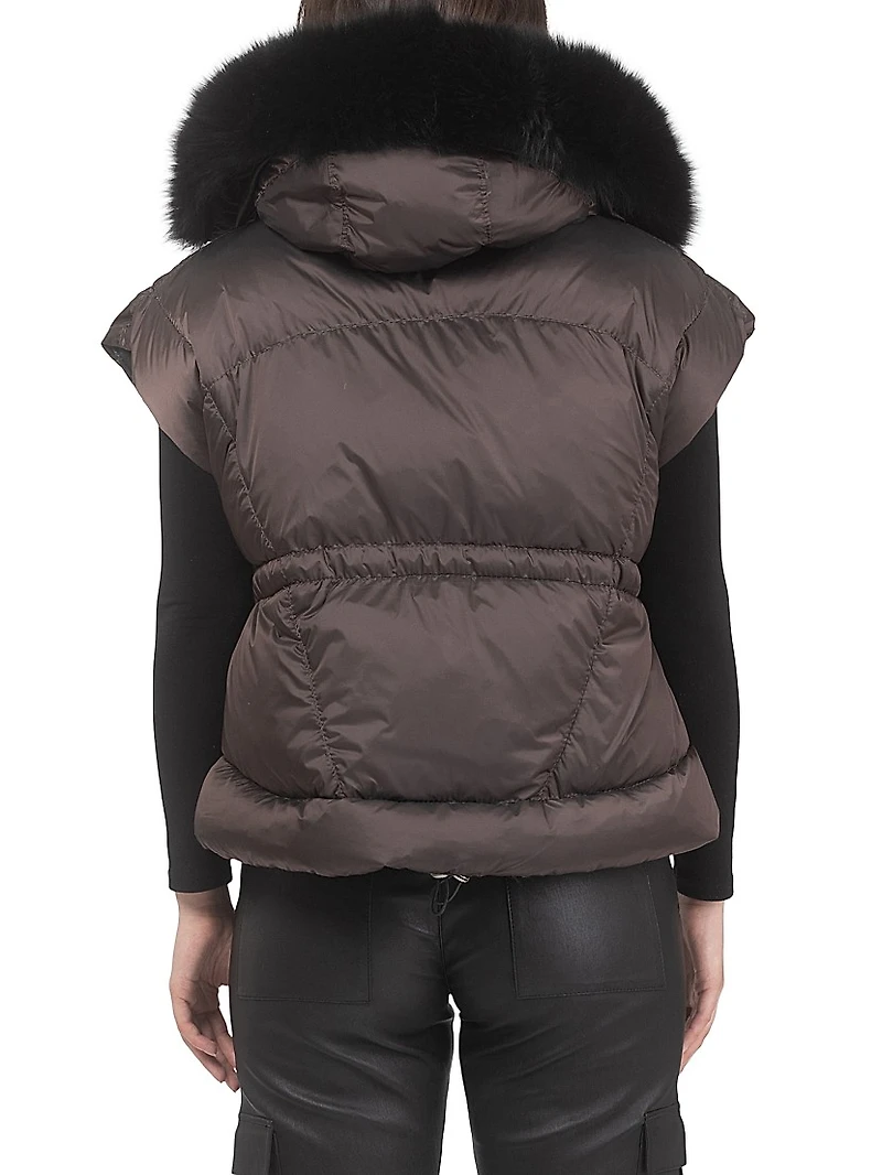 Apres-Ski Vest with Detachable Toscana Shearling Lamb Hood Trim