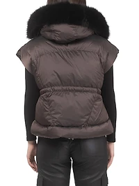 Apres-Ski Vest with Detachable Toscana Shearling Lamb Hood Trim