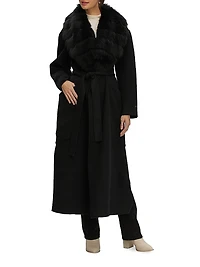 Double Face Loro Piana Wool and Cashmere Coat with Detachable Merinillo Shearling Lamb Collar, Belt