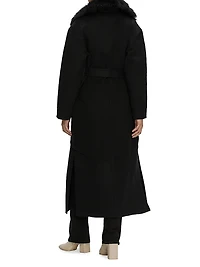 Double Face Loro Piana Wool and Cashmere Coat with Detachable Merinillo Shearling Lamb Collar, Belt