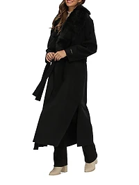 Double Face Loro Piana Wool and Cashmere Coat with Detachable Merinillo Shearling Lamb Collar, Belt