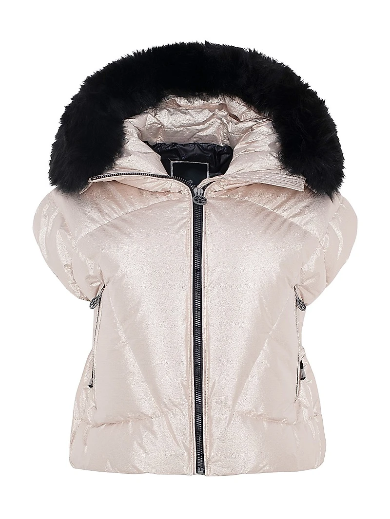 Apres-Ski Vest with Detachable Toscana Shearling Lamb Hood Trim