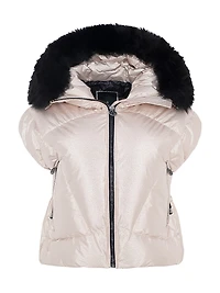 Apres-Ski Vest with Detachable Toscana Shearling Lamb Hood Trim