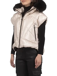 Apres-Ski Vest with Detachable Toscana Shearling Lamb Hood Trim