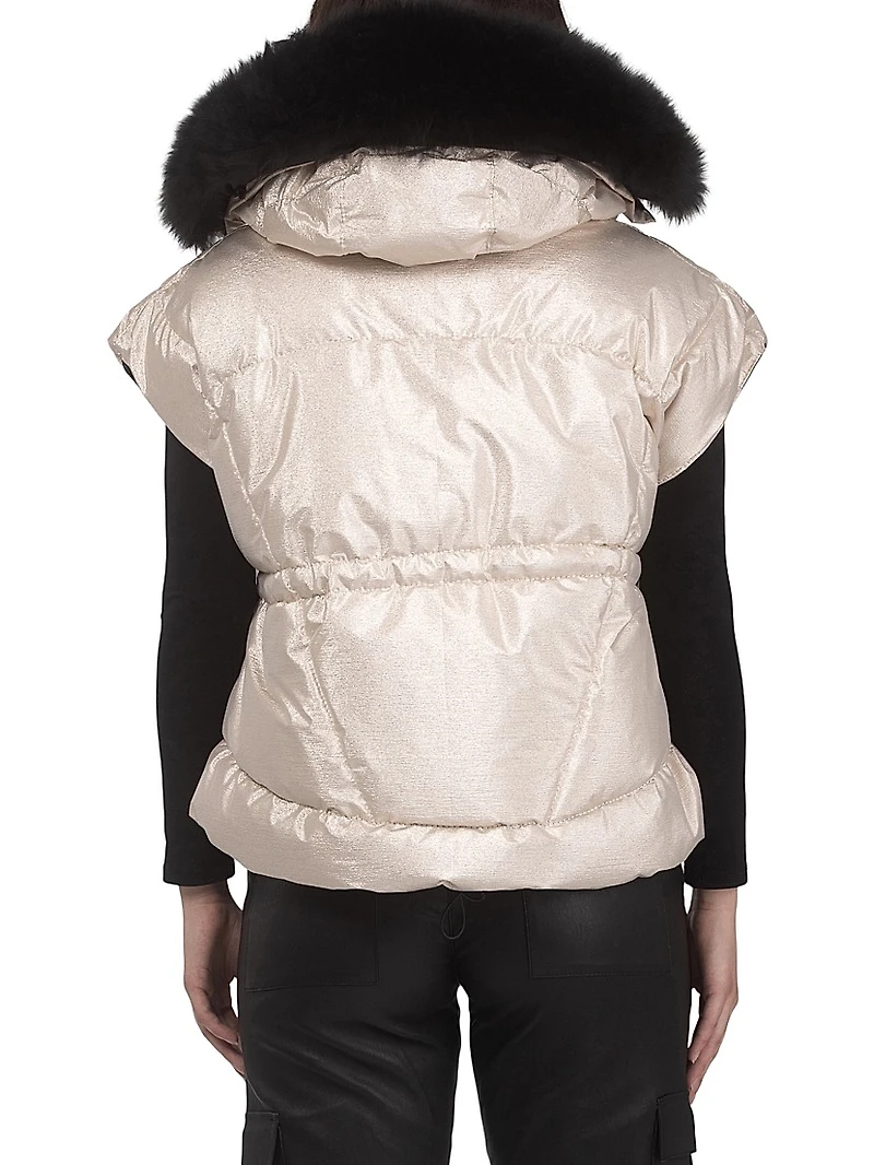 Apres-Ski Vest with Detachable Toscana Shearling Lamb Hood Trim