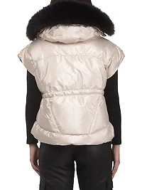 Apres-Ski Vest with Detachable Toscana Shearling Lamb Hood Trim