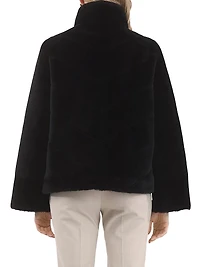 Shearling Lamb Chevron Jacket with Horizontal Bottom