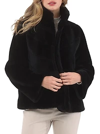 Shearling Lamb Chevron Jacket with Horizontal Bottom