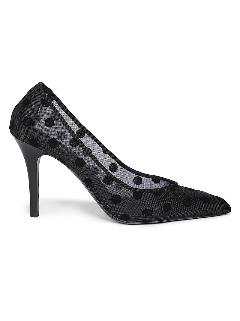 Pristy 90MM Polka-Dotted Mesh Pumps