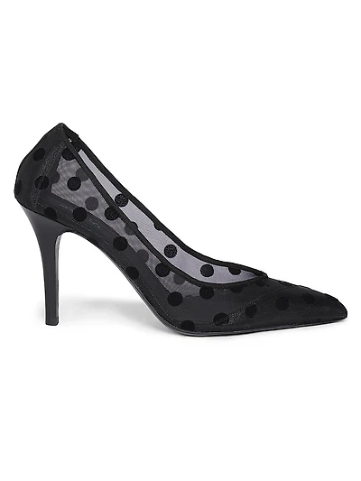 Pristy 90MM Polka-Dotted Mesh Pumps