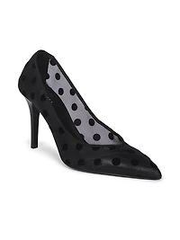 Pristy 90MM Polka-Dotted Mesh Pumps