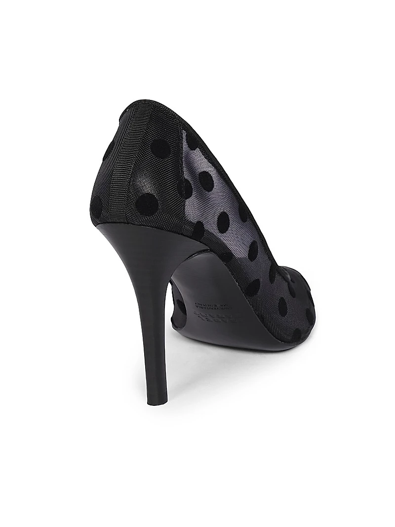 Pristy 90MM Polka-Dotted Mesh Pumps