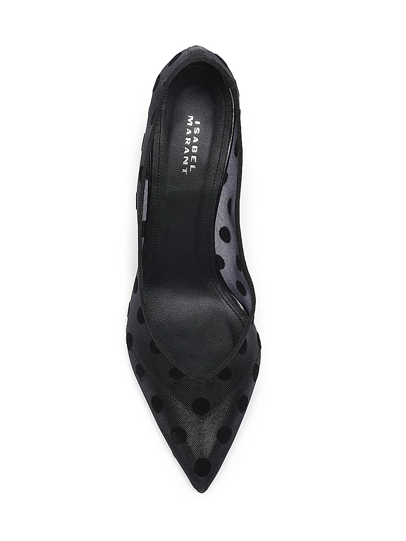 Pristy 90MM Polka-Dotted Mesh Pumps