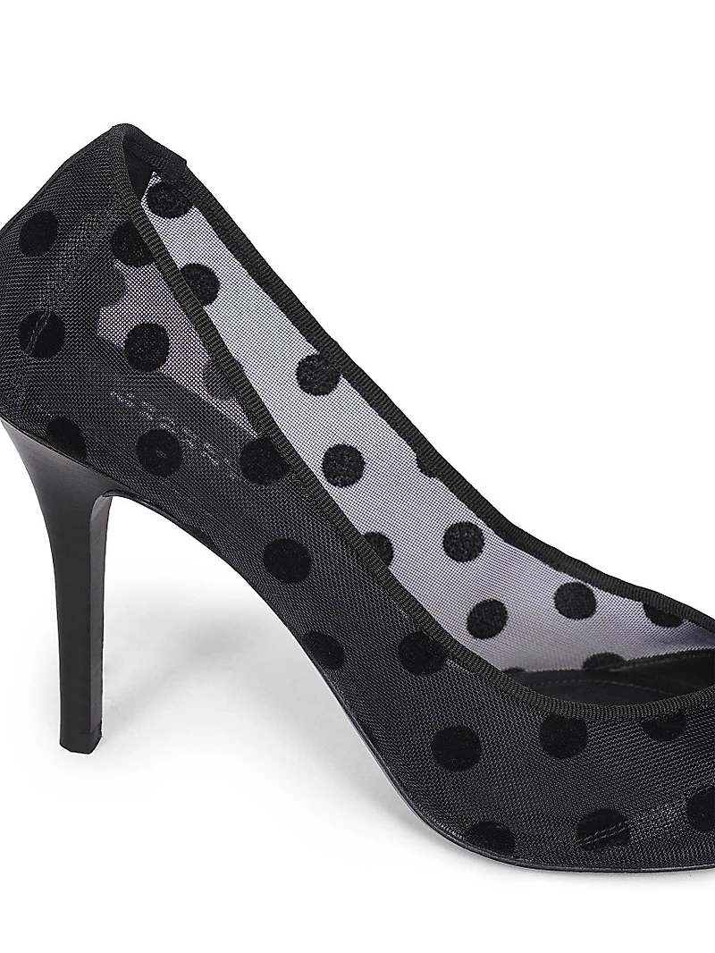 Pristy 90MM Polka-Dotted Mesh Pumps
