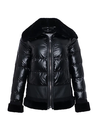Quilted Jacket with Merino Shearling Lamb Trim