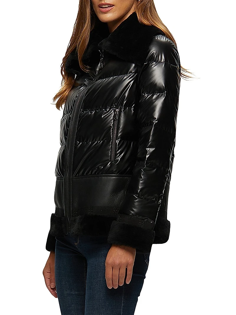 Quilted Jacket with Merino Shearling Lamb Trim