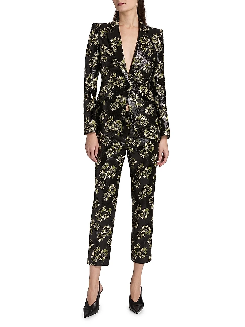 Lacquered Sunflower Cigarette Trousers