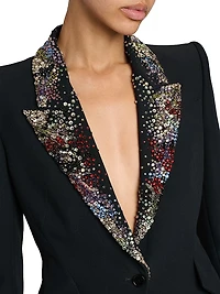 Embellished Leaf Crepe Blazer