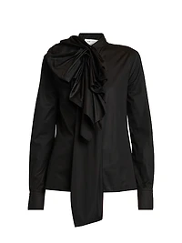 Bow Long-Sleeve Cotton Shirt