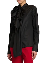 Bow Long-Sleeve Cotton Shirt