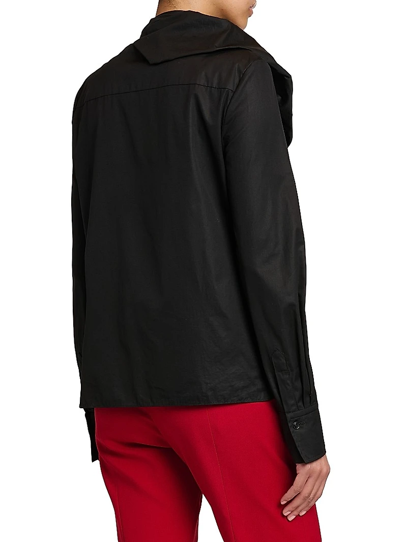Bow Long-Sleeve Cotton Shirt