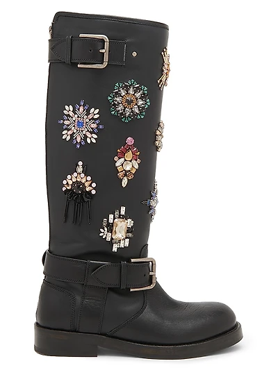 Embellished Knee-High Boots
