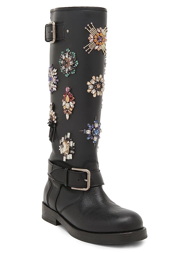 Embellished Knee-High Boots