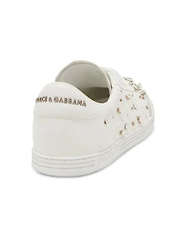 Crystal-Embellished Leather Low-Top Sneakers