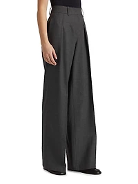 Pleated Stretch-Virgin Wool Wide-Leg Pants