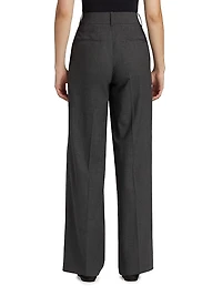 Pleated Stretch-Virgin Wool Wide-Leg Pants