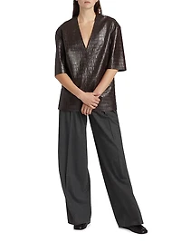 Pleated Stretch-Virgin Wool Wide-Leg Pants