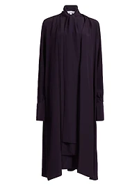 Silk Draped Tieneck Midi-Shirtdress