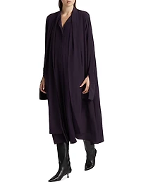 Silk Draped Tieneck Midi-Shirtdress