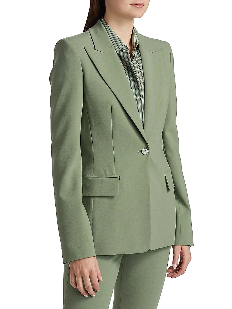 Georgina Stretch Virgin-Wool Single-Breasted Blazer