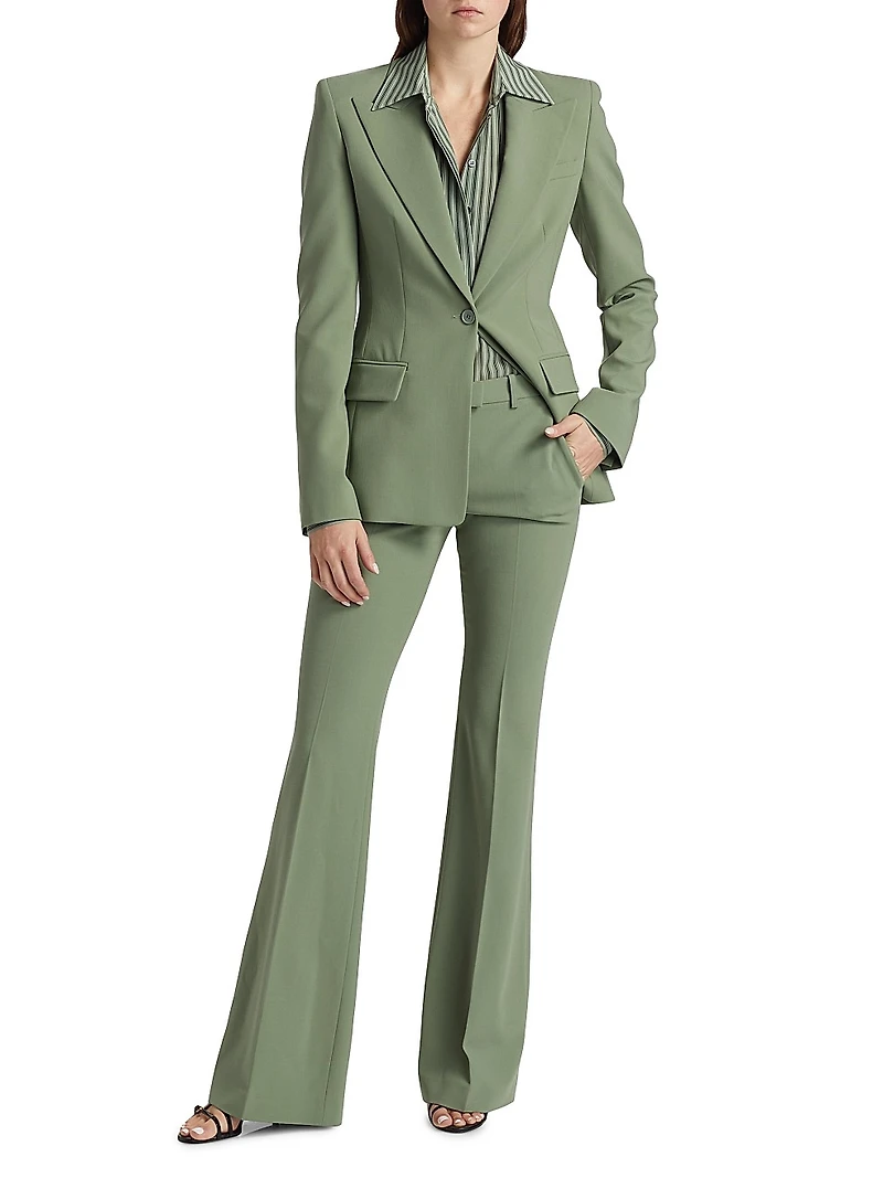 Georgina Stretch Virgin-Wool Single-Breasted Blazer