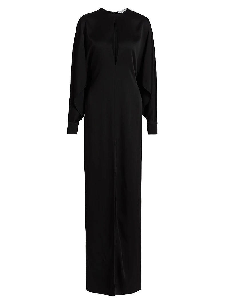 Satin Keyhole Slit Gown