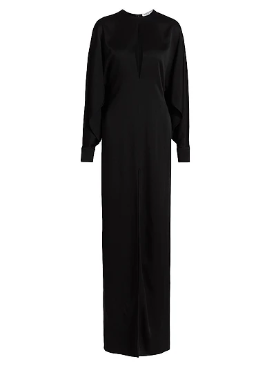Satin Keyhole Slit Gown